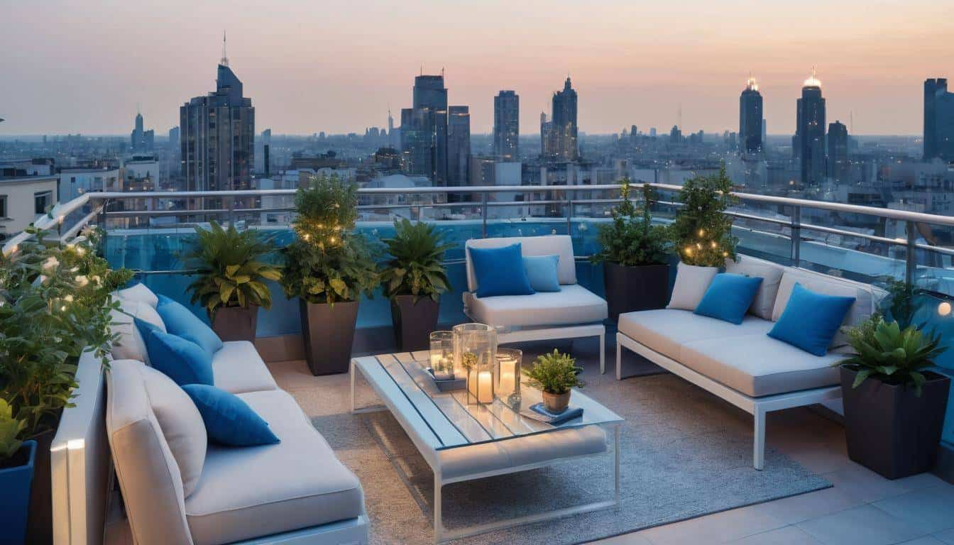 Tranquil blue rooftop escape