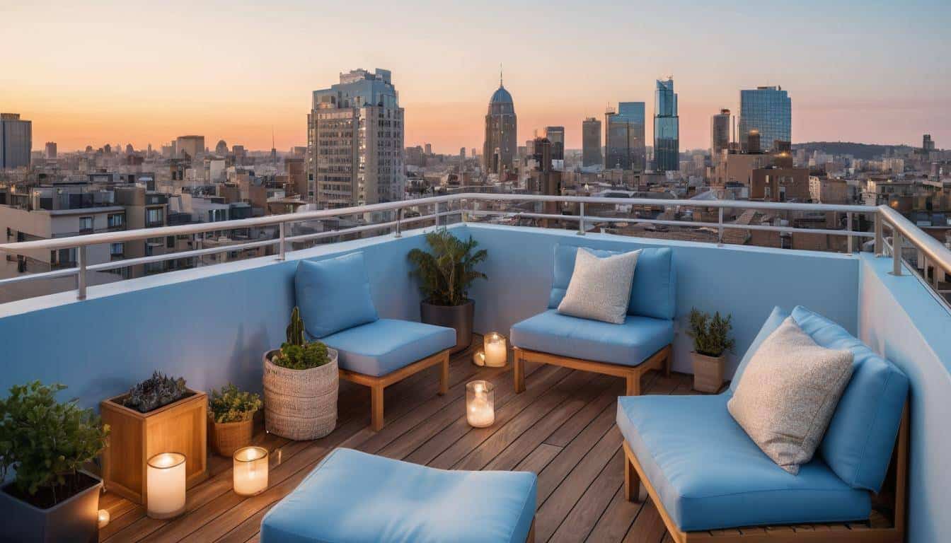 Tranquil blue rooftop escape