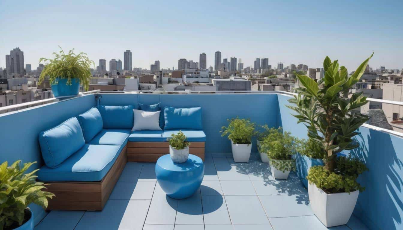 Tranquil blue rooftop escape