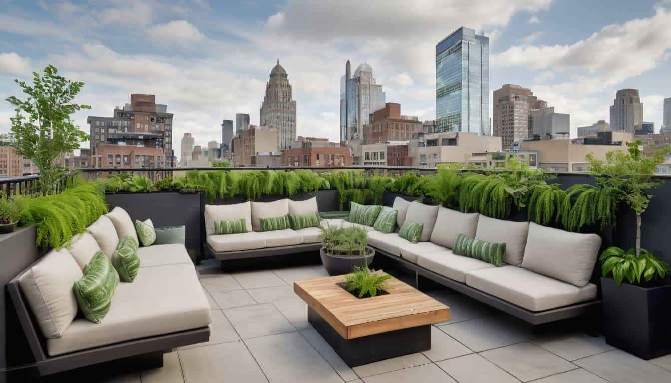 Urban rooftop garden oasis