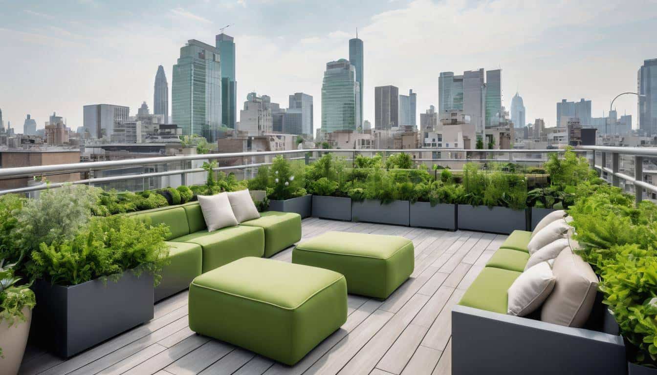 Urban rooftop green oasis