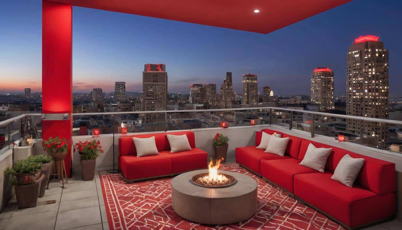 Vibrant rooftop lounge