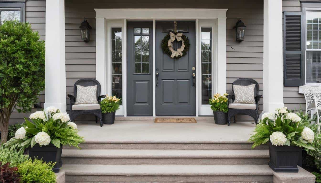 Welcoming grey front porch