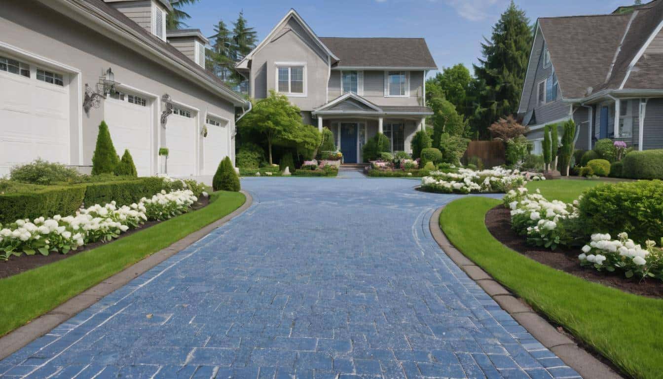 Beautiful blue driveway design