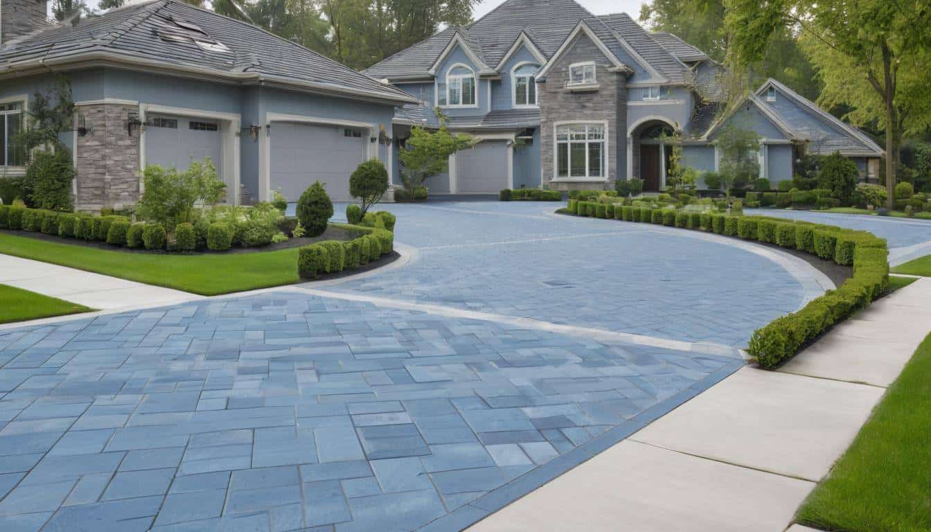 Blue residential driveway