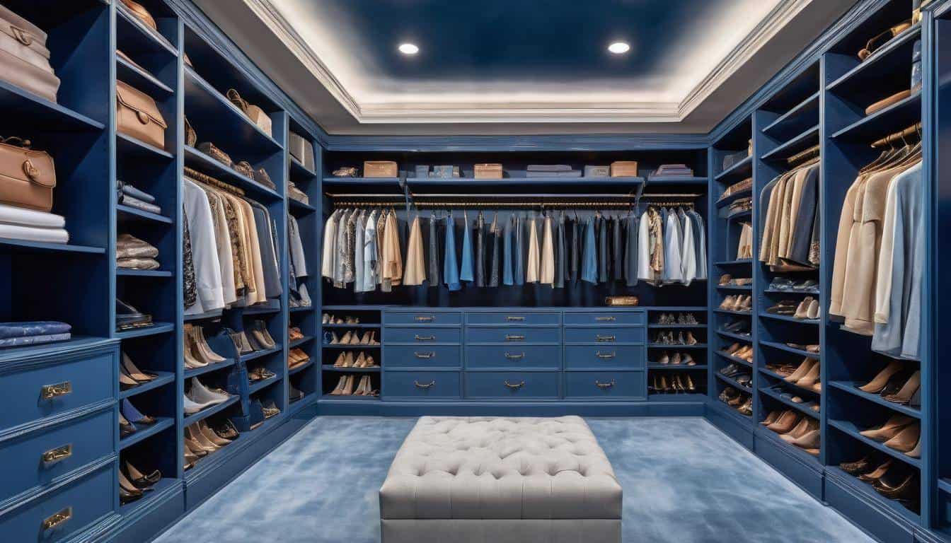 Blue walk-in closet