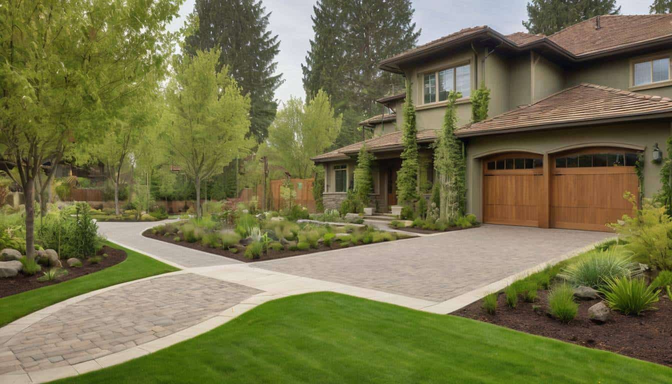 Eco-friendly landscaped driveway