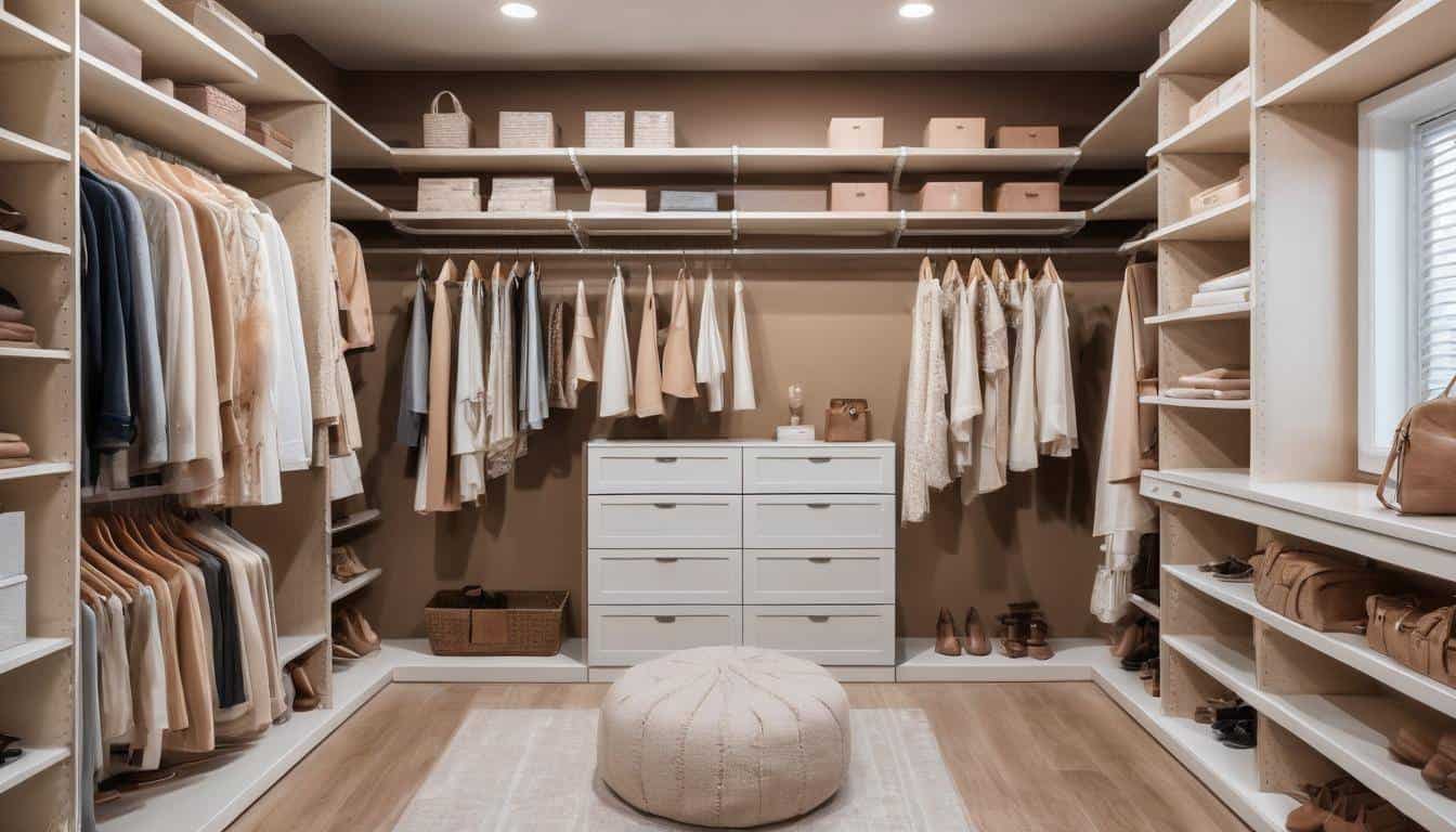 Efficient light brown closet