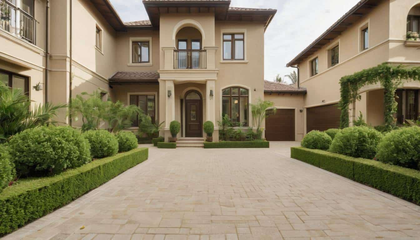 Elegant beige driveway