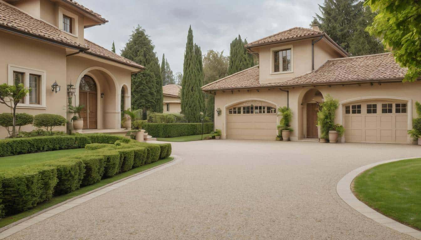 Elegant beige driveway design