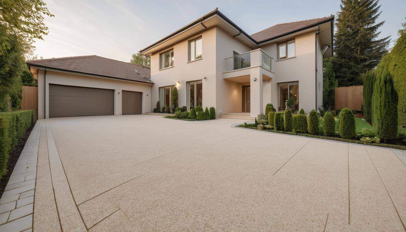 Elegant beige driveway design