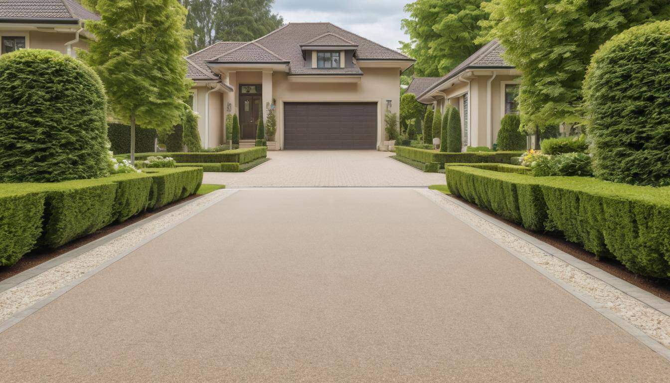 Elegant beige driveway design