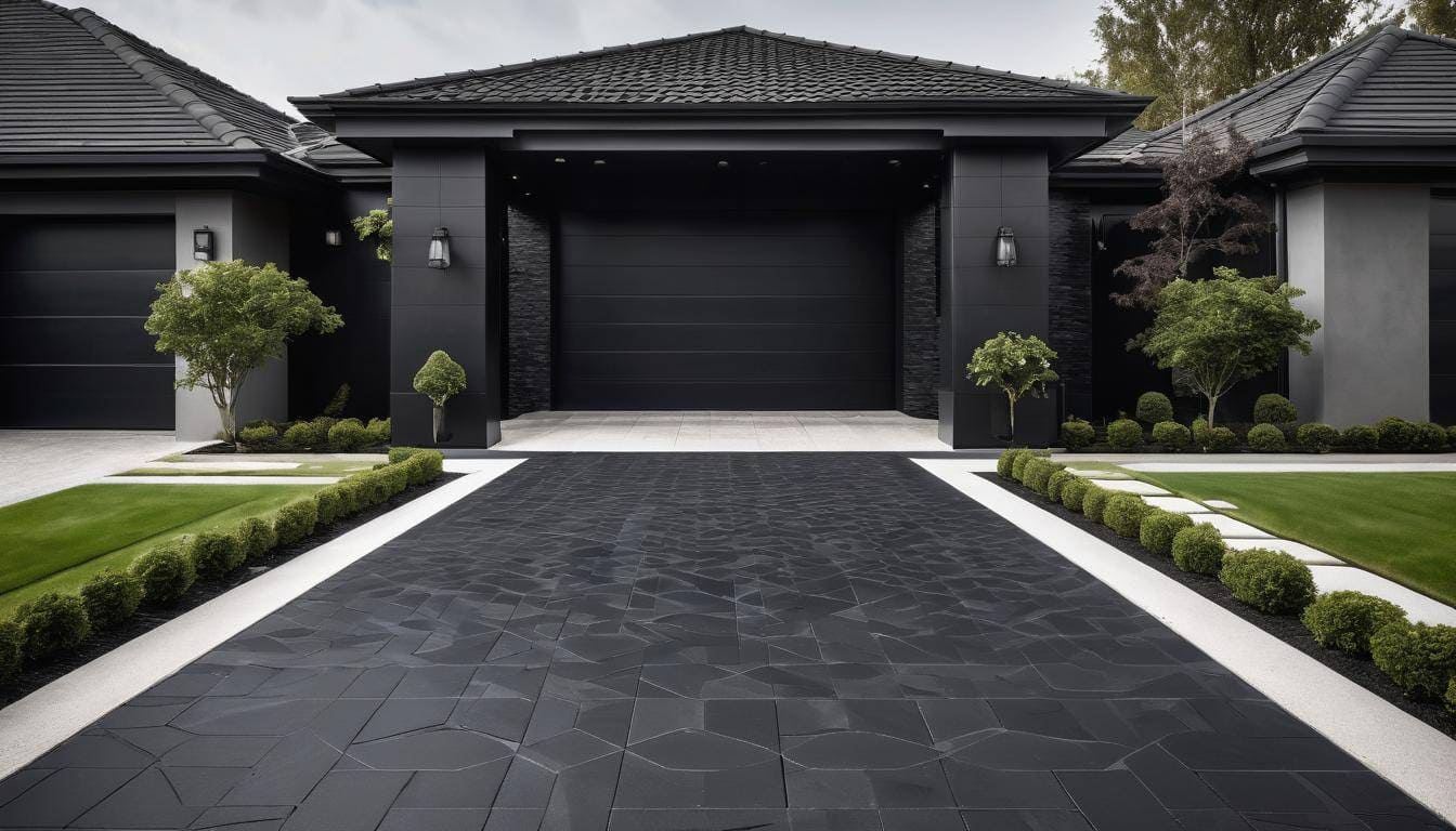 Elegant black driveway design