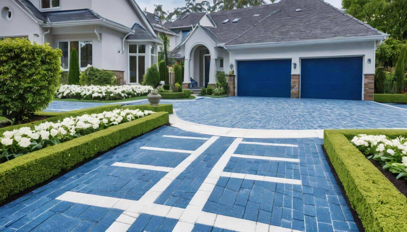 Elegant blue driveway design