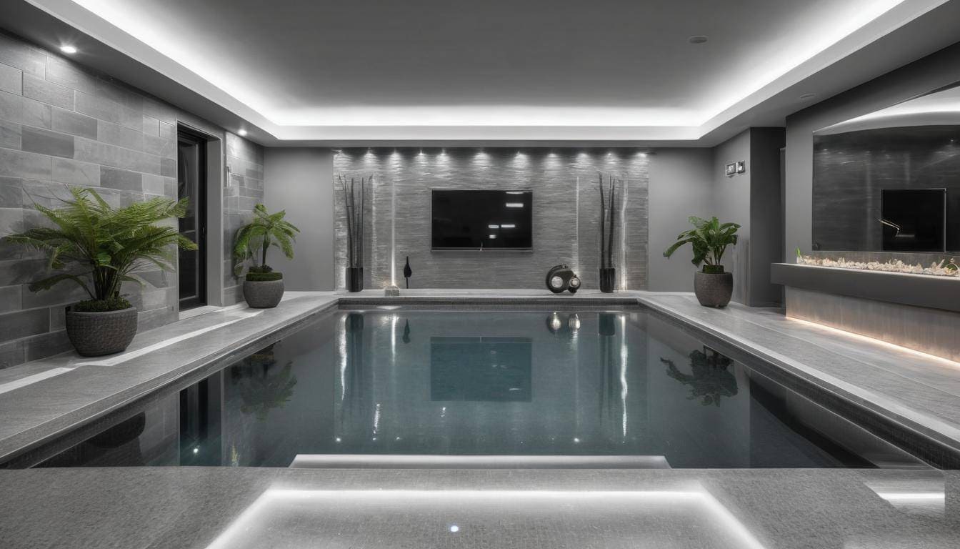 Elegant indoor grey pool