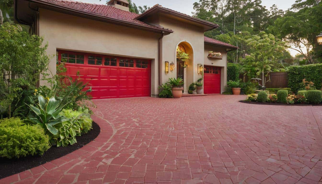 Elegant red driveway design