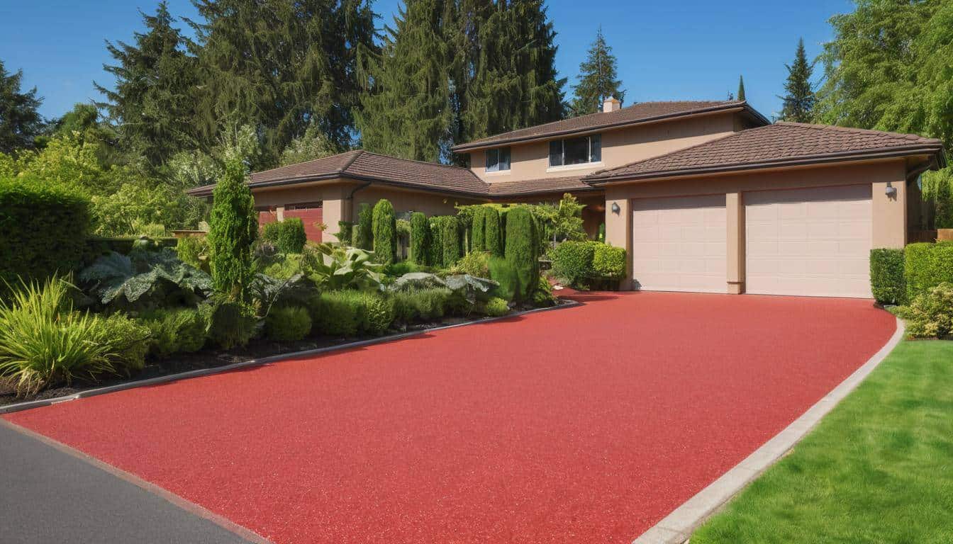 Enhanced home exterior with red driveway