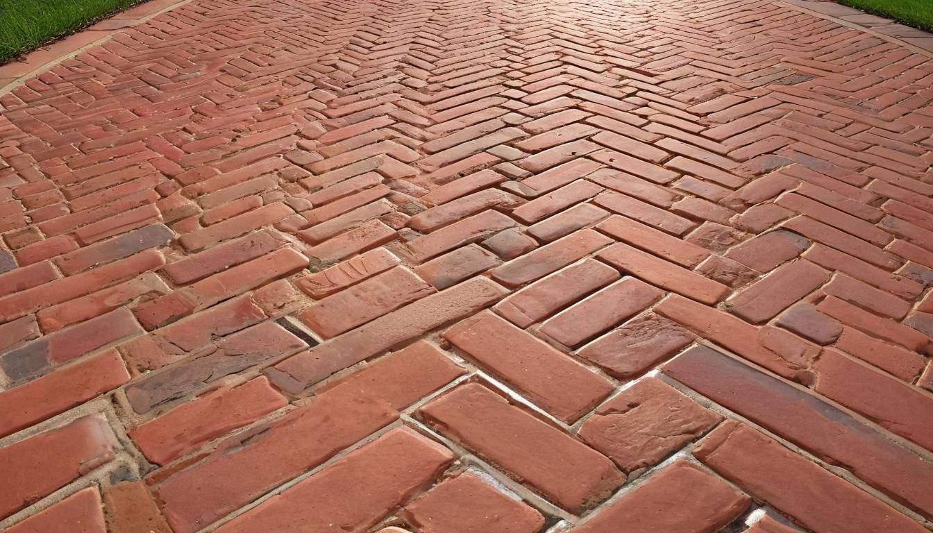 Intricate red brick driveway