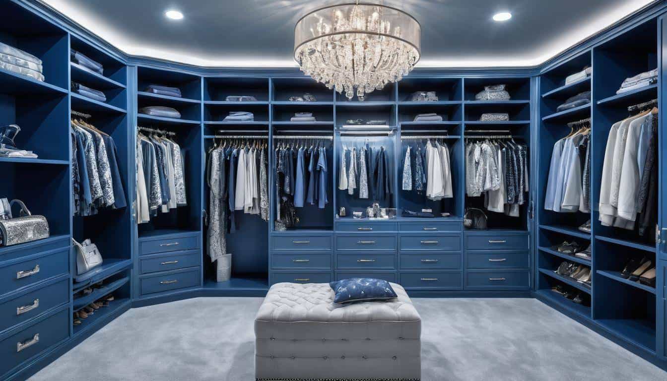 Luxurious Blue Walk-in Closet