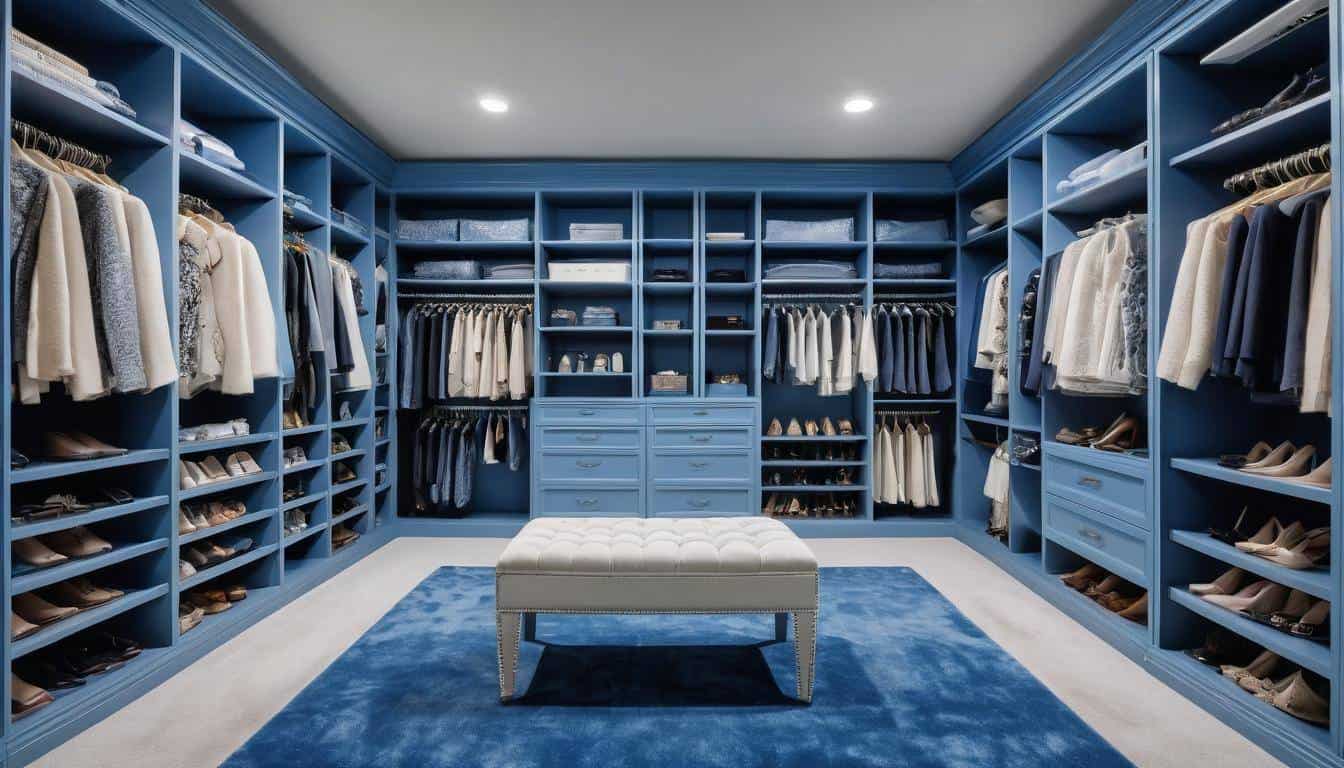 Luxurious Blue Walk-in Closet