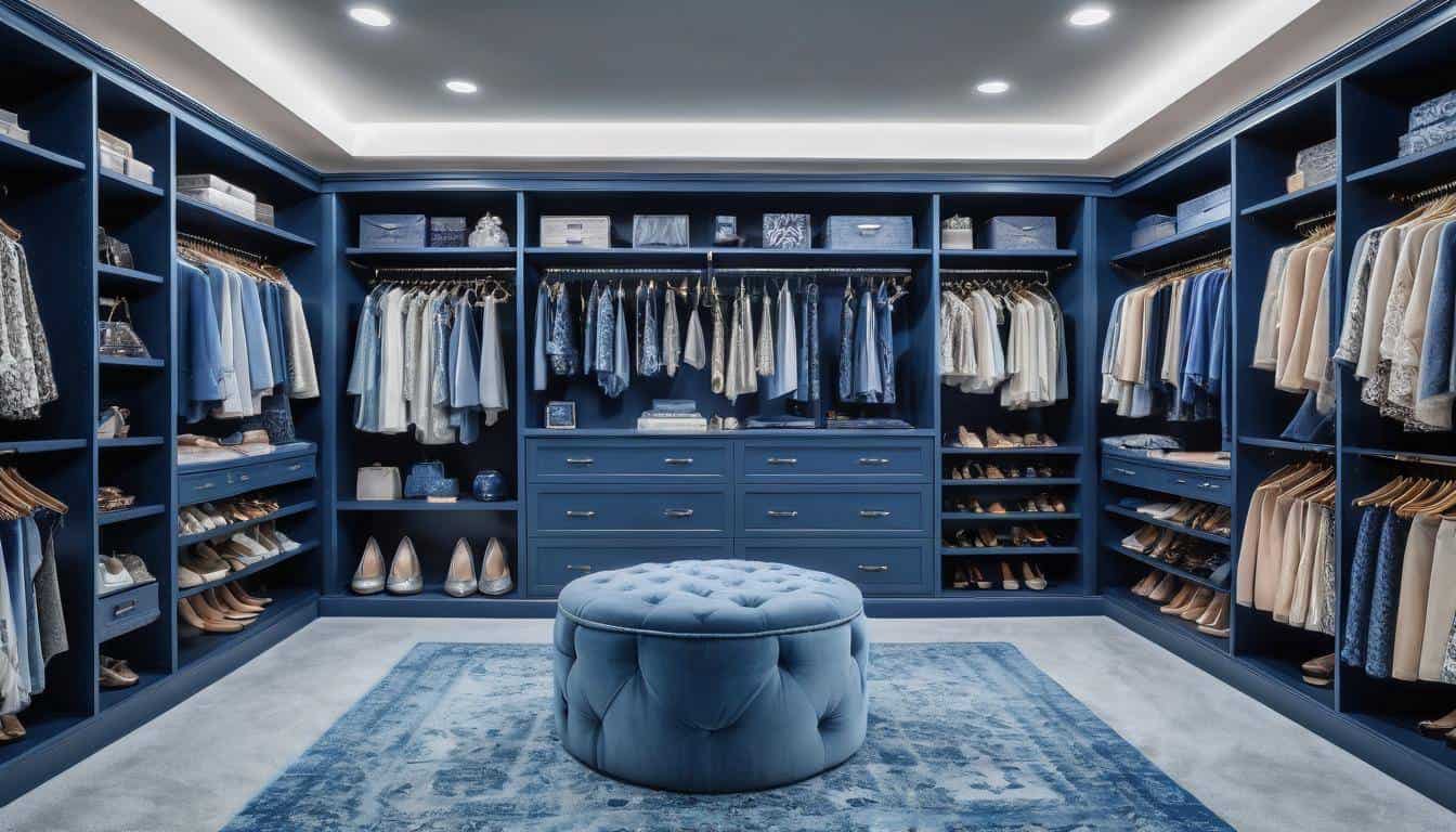 Luxurious Blue Walk-in Closet