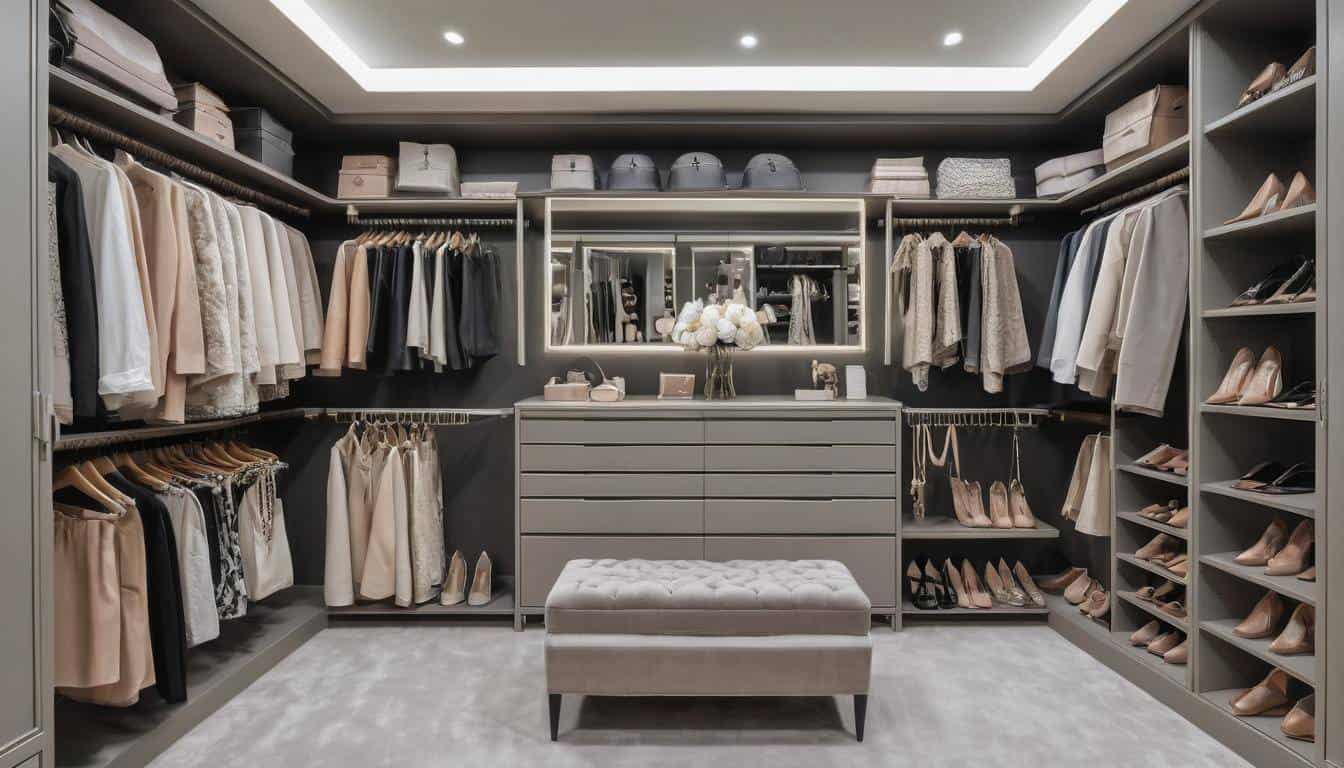 Luxurious Grey Walk-in Closet