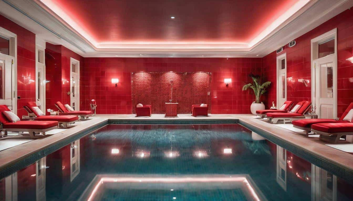 Luxurious Indoor Pool in Red Theme