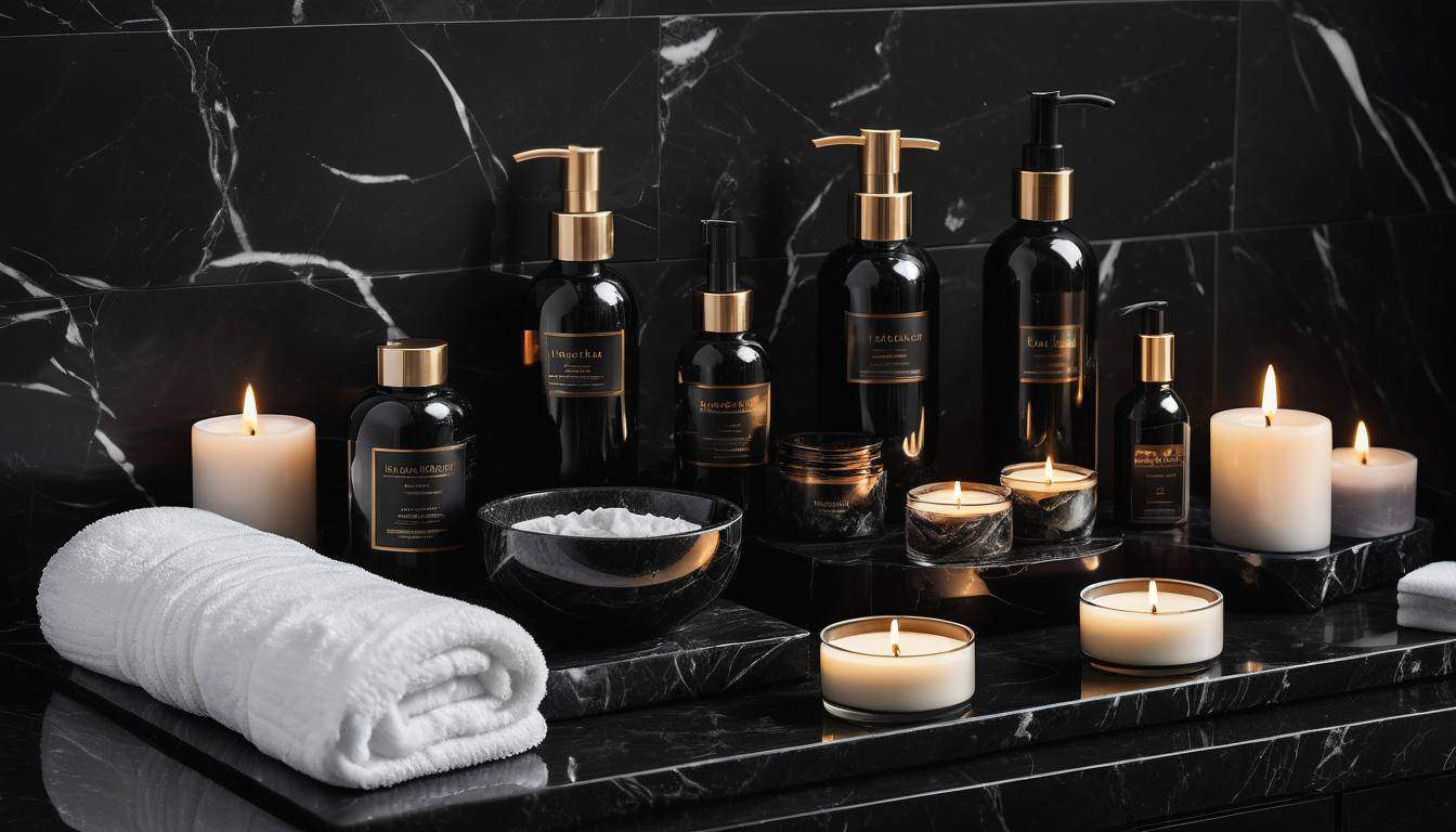 Luxurious black home spa