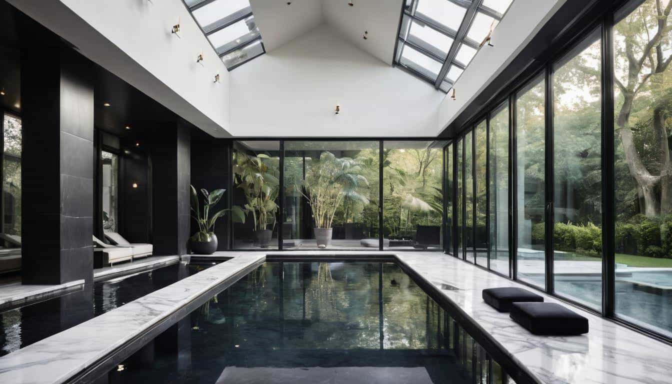 Luxurious black indoor pool