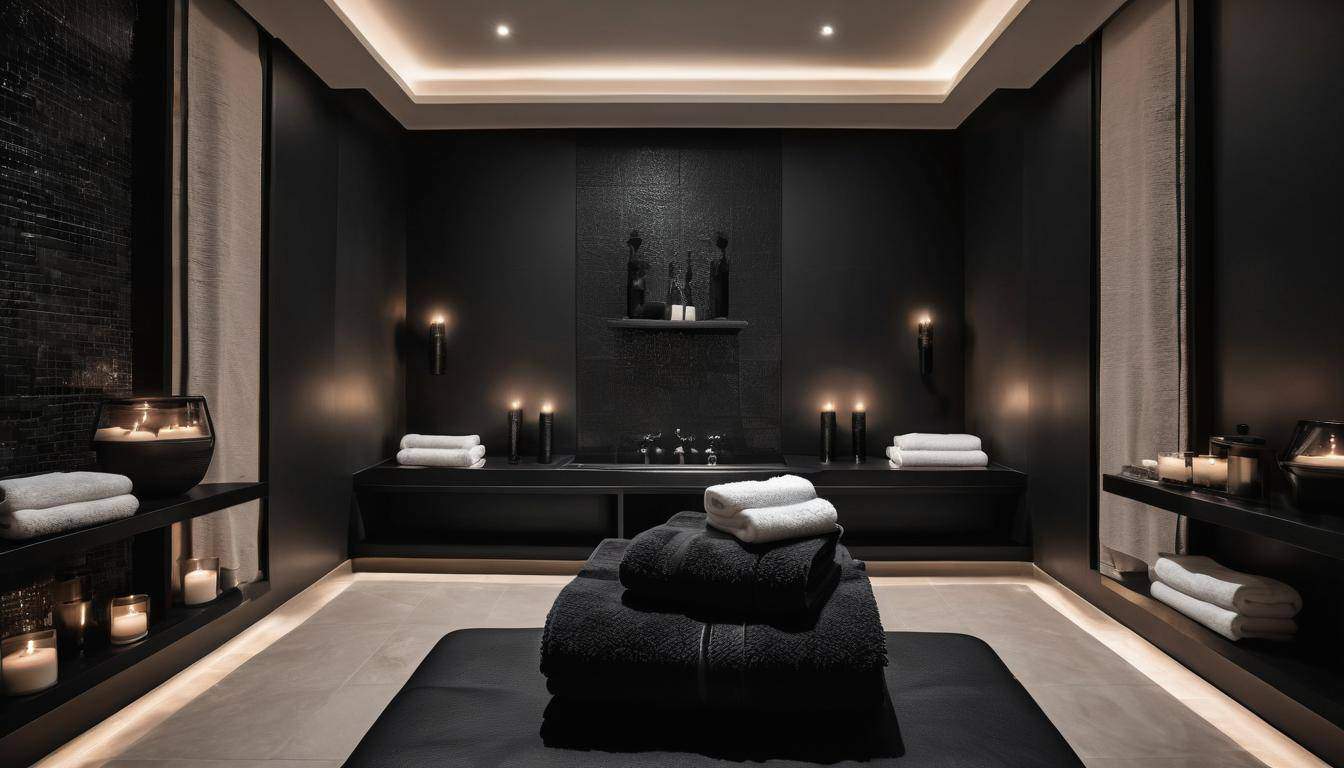 Luxurious black spa decor