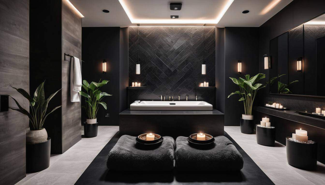 Luxurious black-themed home spa