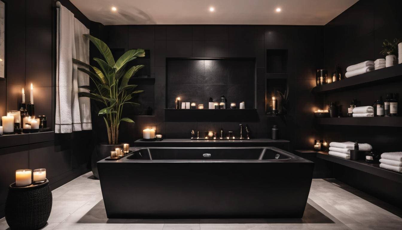 Luxurious black-themed home spa