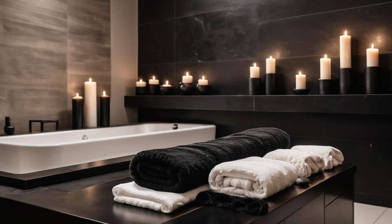 Luxurious black-themed home spa