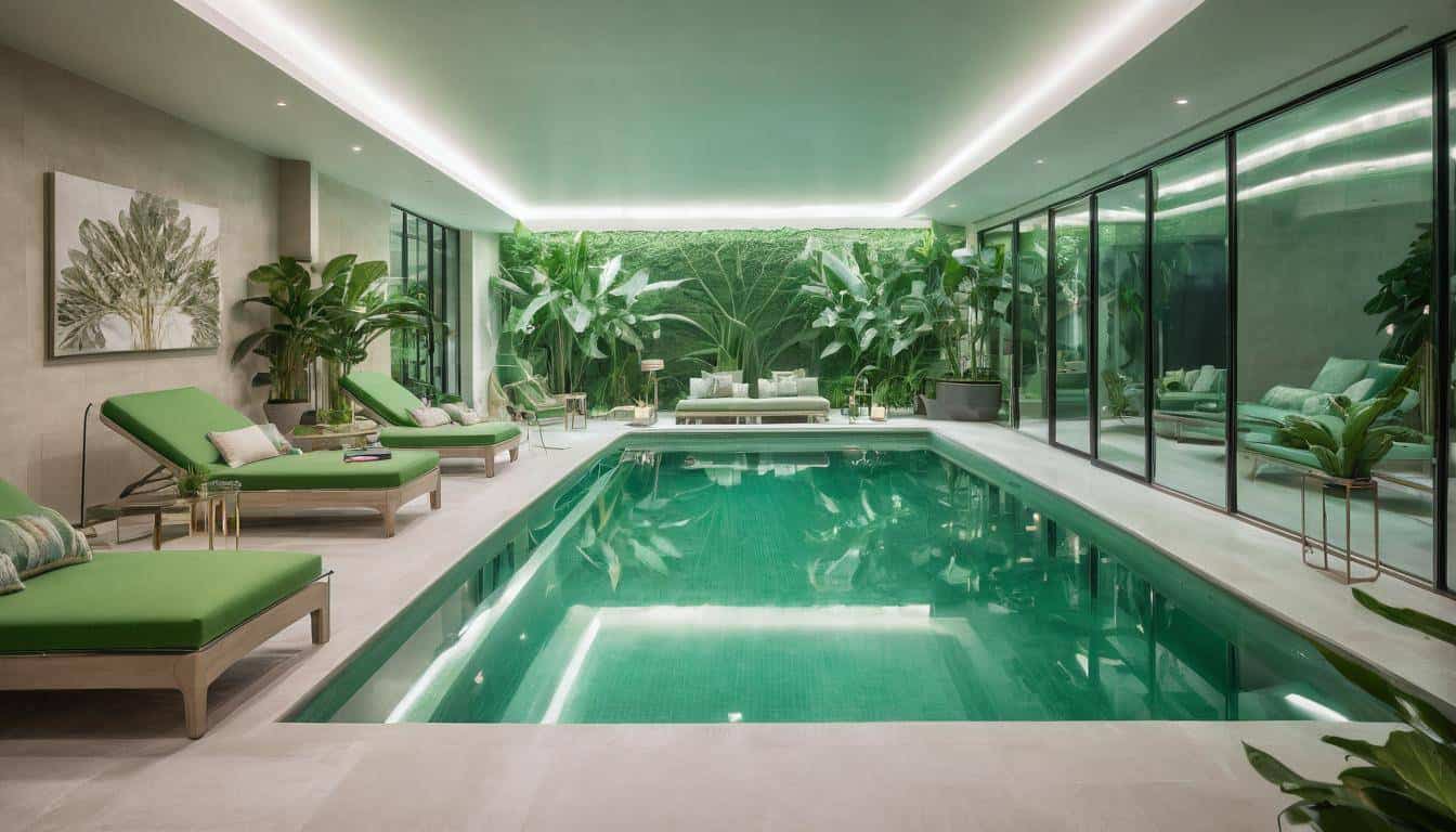 Luxurious green indoor pool