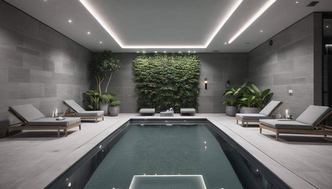 Luxurious grey indoor pool