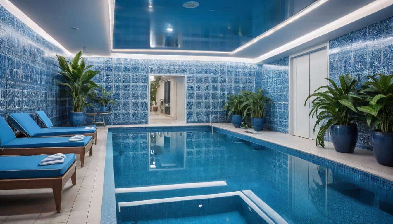 Luxurious indoor blue pool