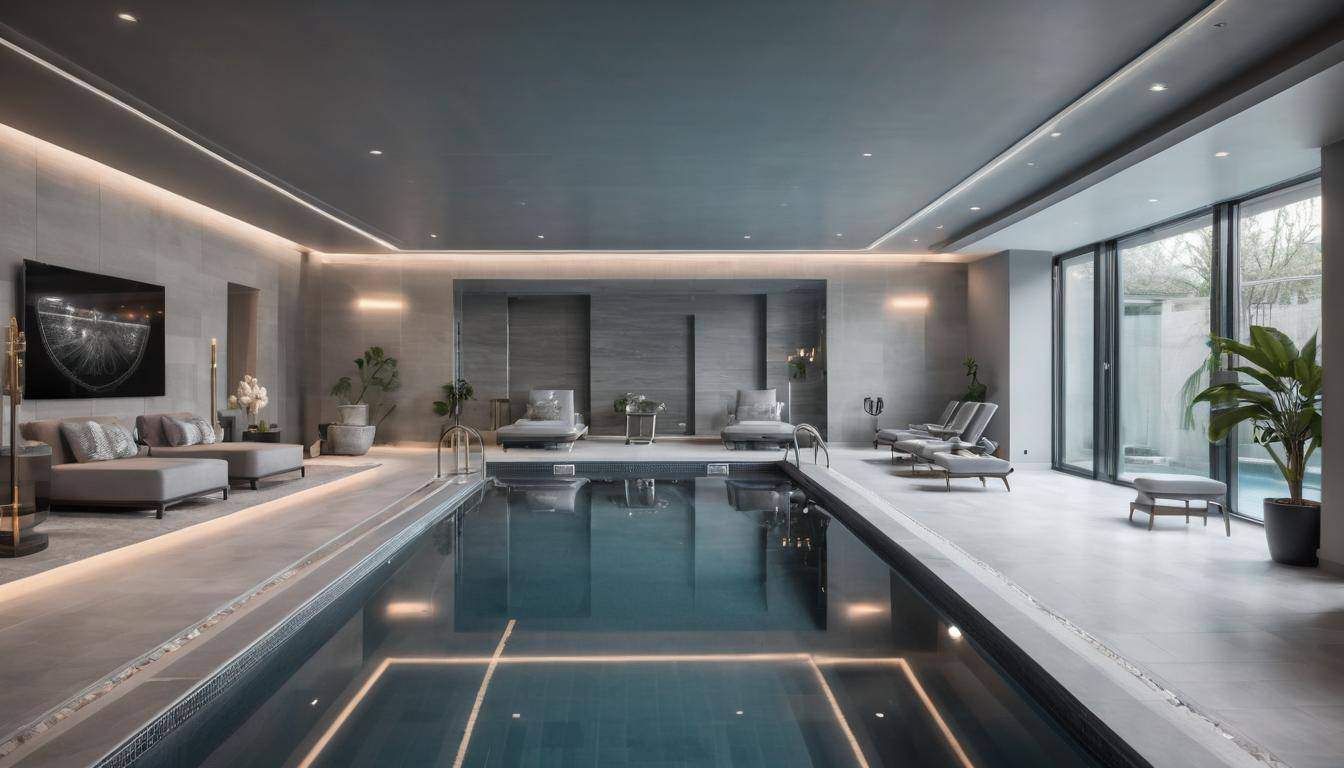 Luxurious indoor grey pool