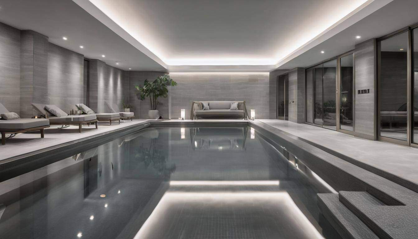 Luxurious indoor grey pool