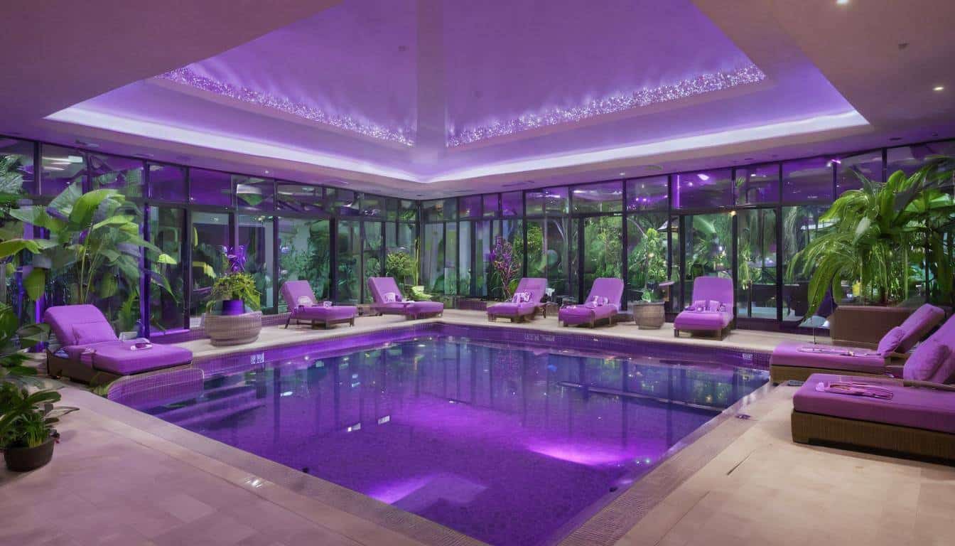 Luxurious indoor pool relaxation