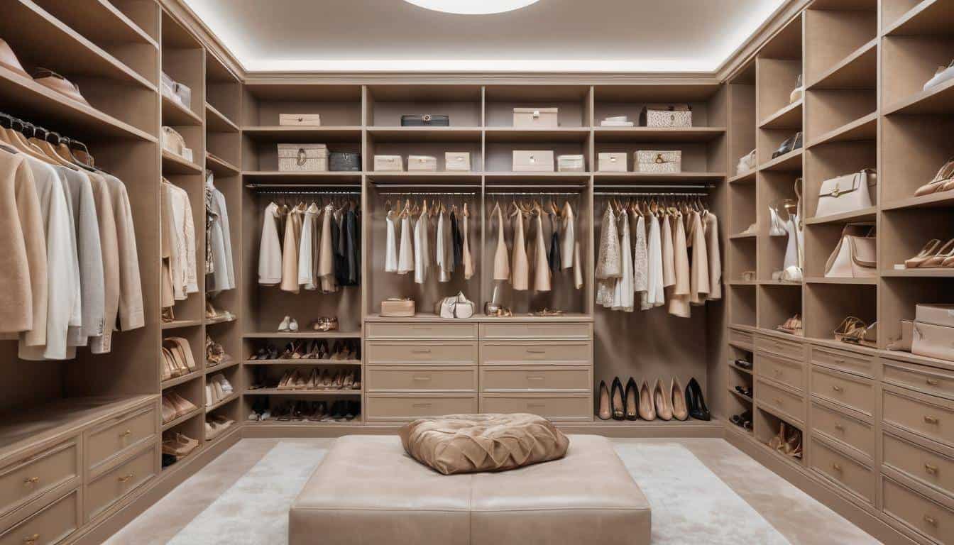 Luxurious light brown closet