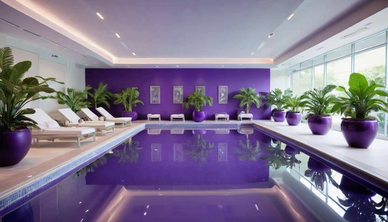 Luxurious purple indoor pool