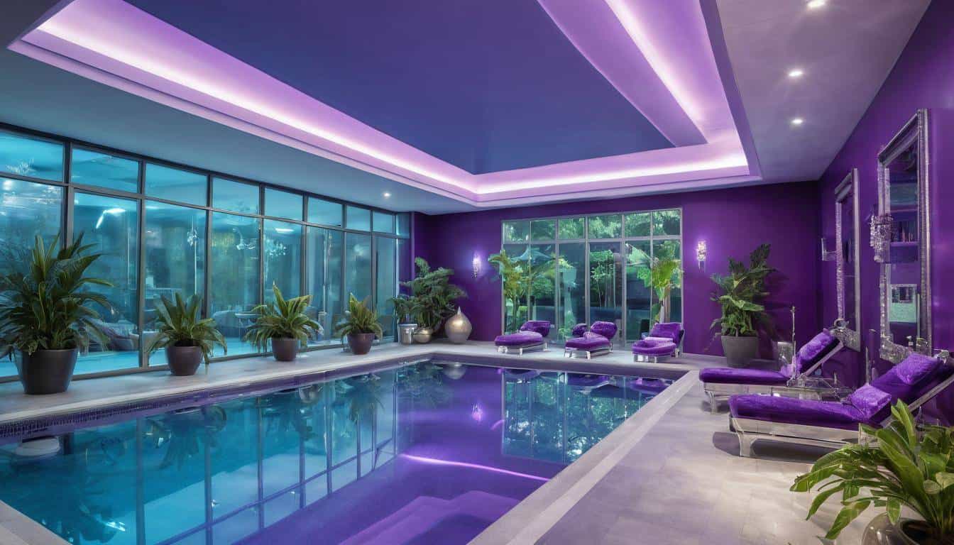 Luxurious purple indoor pool