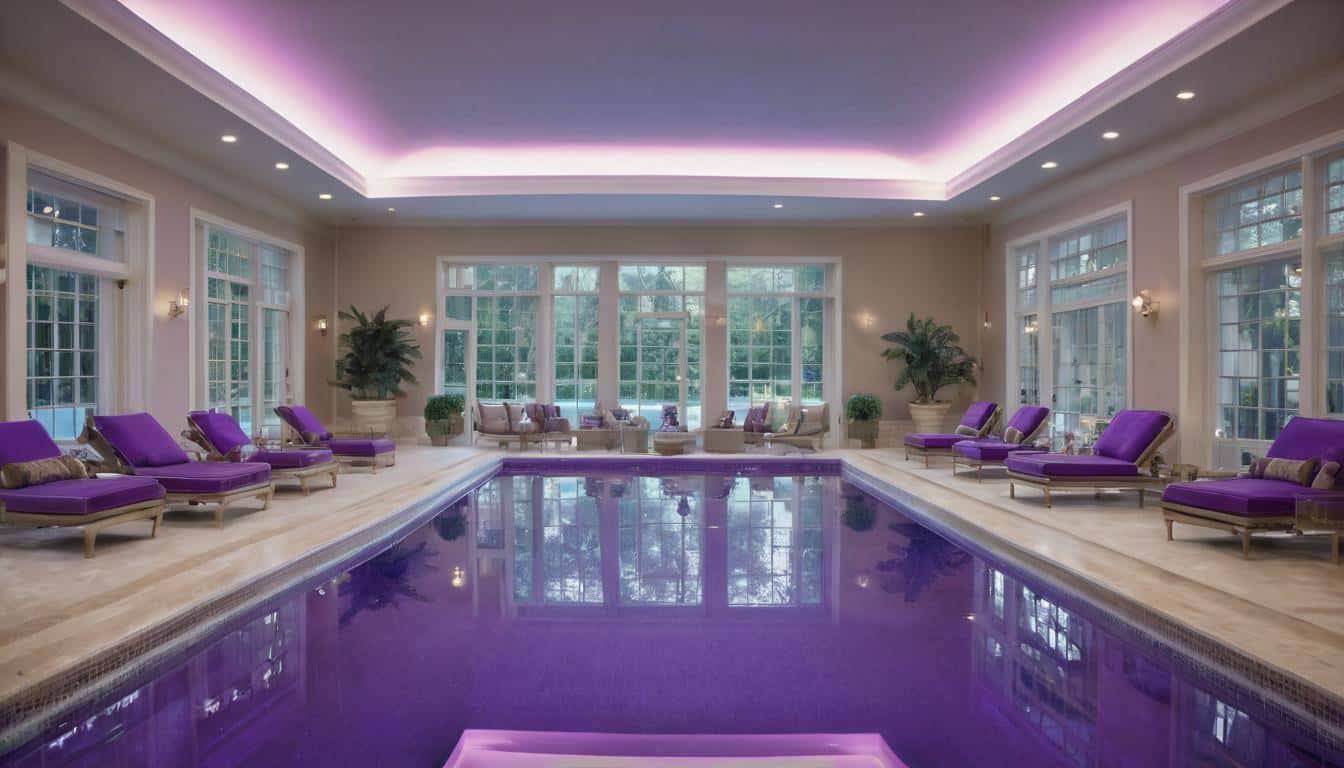 Luxurious purple indoor pool