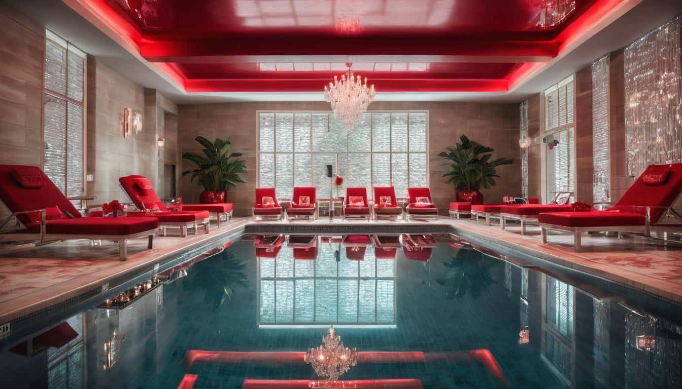 Luxurious red indoor pool