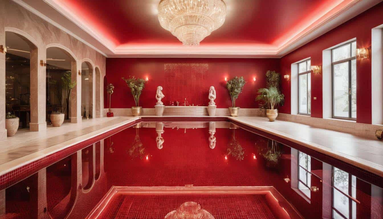 Luxurious red indoor pool