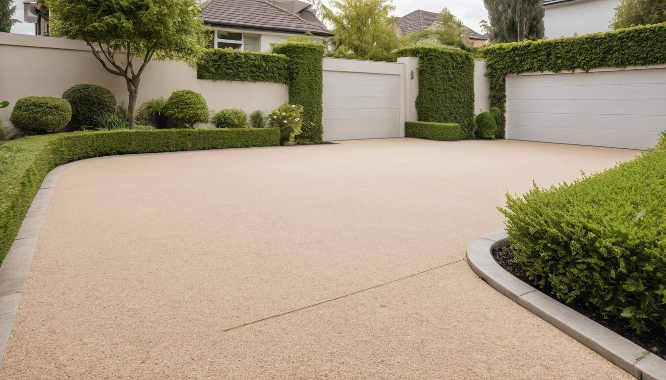 Luxurious sustainable beige driveway