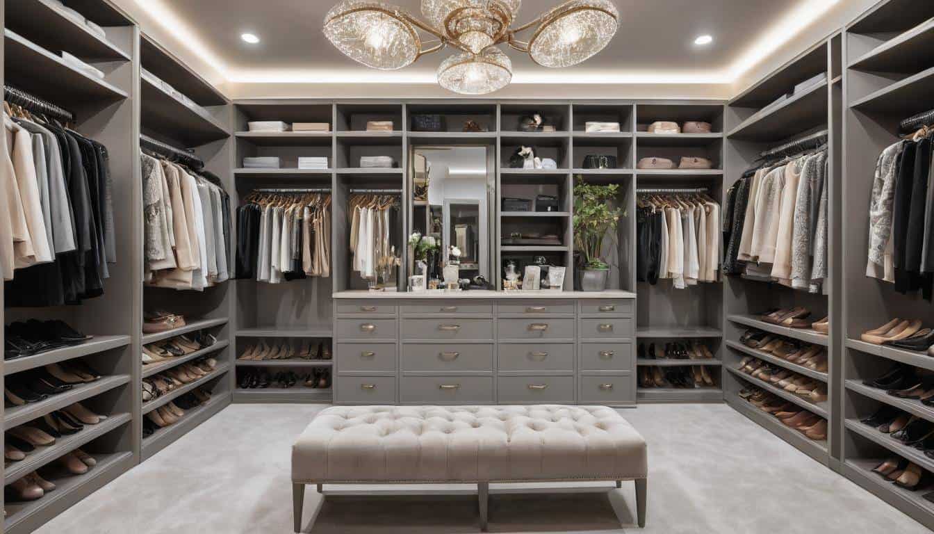 Luxurious walk-in closet organization