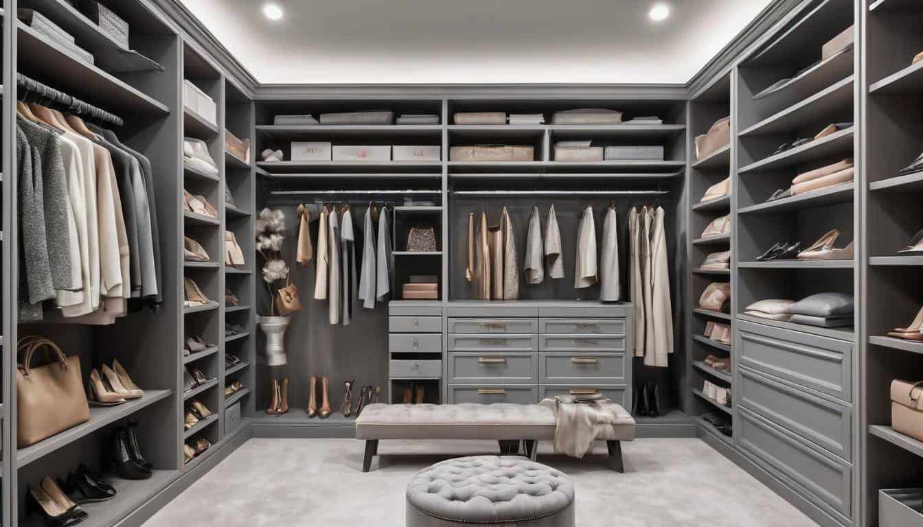 Luxurious walk-in closet organization