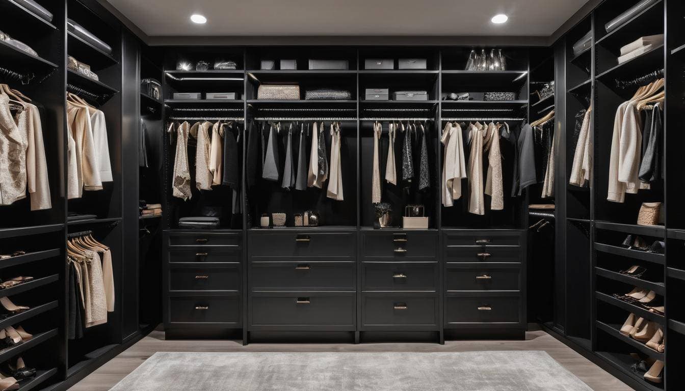 Luxurious walk-in closet organization