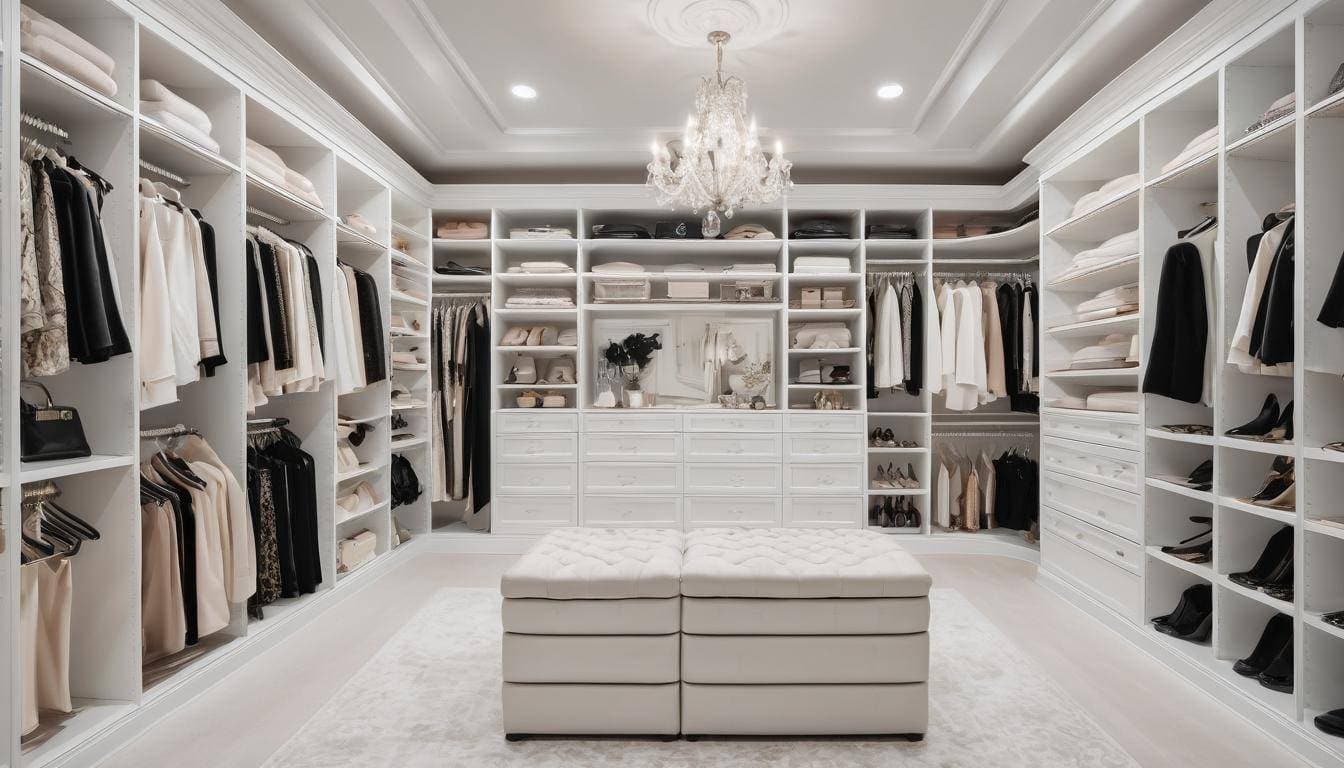 Luxury white walk-in closet